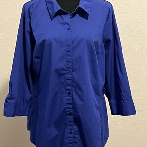 Worthington Women's Purple Button Down, 3/4 sleeve Shirt